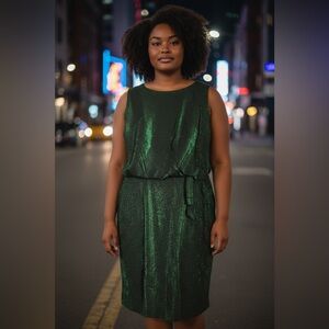 VTG Emerald Glitter Dress Size L OOAK Vintage Formal Holidaywear Wicked